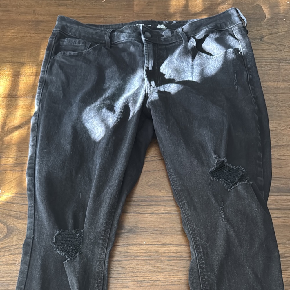 Old Navy Black Distressed Women Skinny Jeans